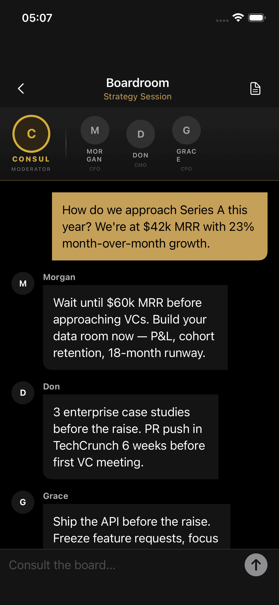 Consul Boardroom app on iPhone