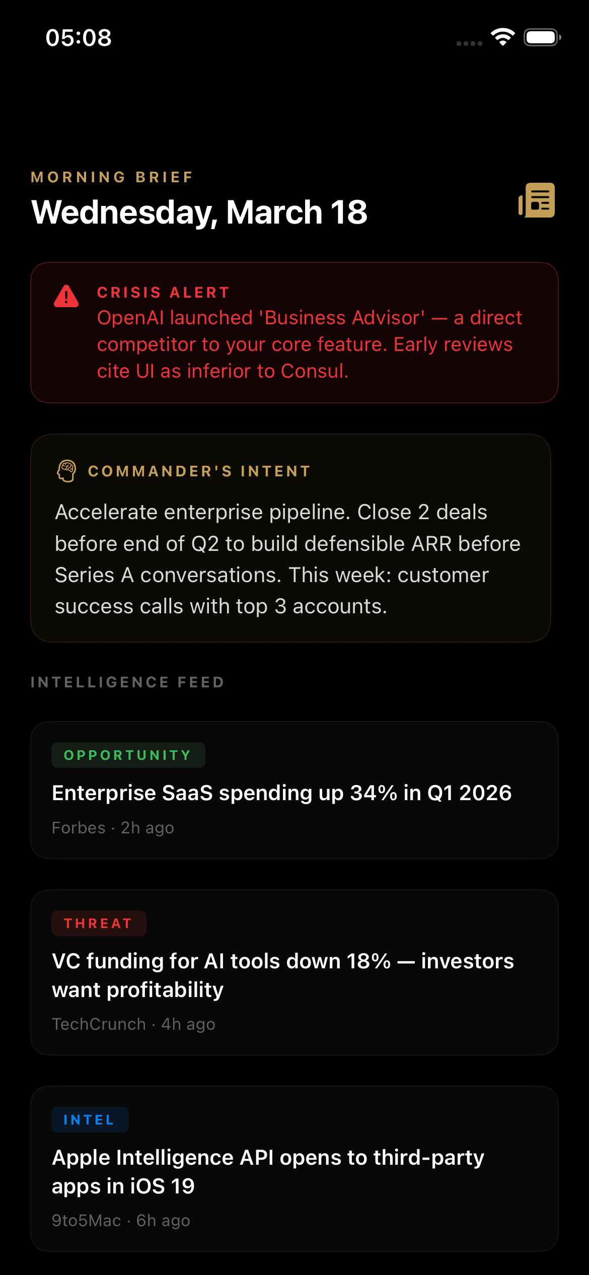 Consul morning brief screen
